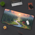 Tapis de bureau antidérapant en néoprène à motif paysage pixel art
